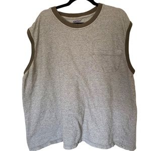 King size light olive green gray mesh sleeveless sweater vest top 2X